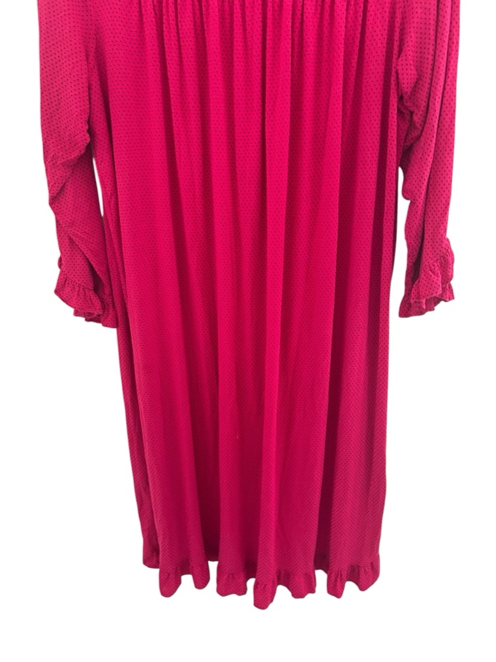 Eileen West Long Magenta Polka Dot Long Sleeve Nightgown Size Large - Picture 7 of 10